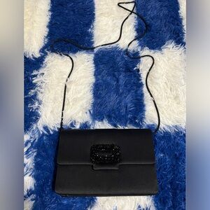 Kate Landry Black Clutch with Beaded Accent